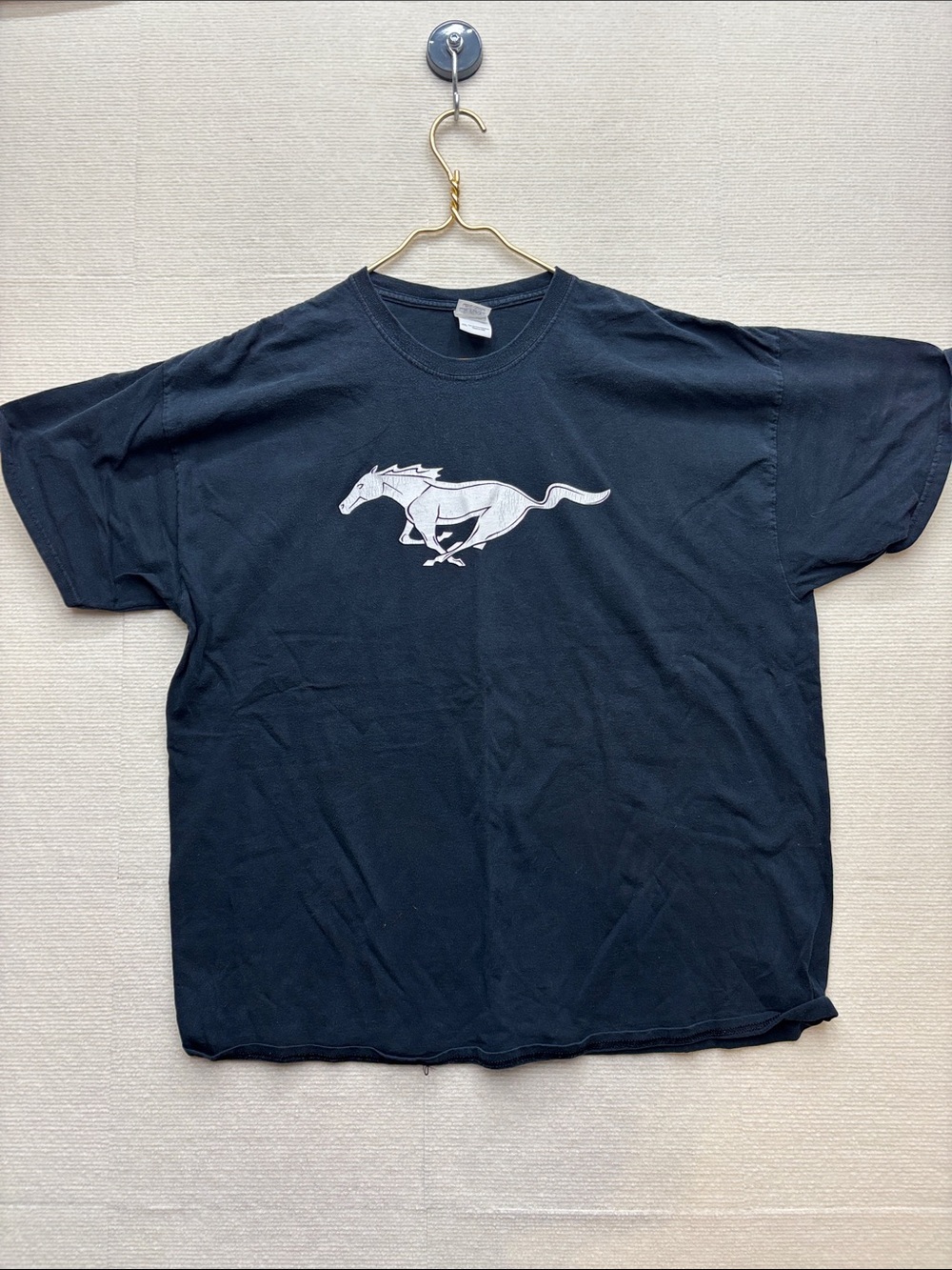 Gildan Black Short Sleeve Tee with White Running Horse Graphic